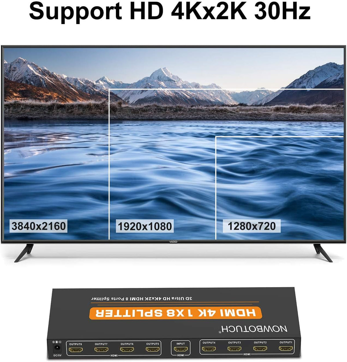 1x8 HDMI Splitter 8 Port 1 in 8 Out Powered Ver 1.4 Full HD 1080P 3D Support W8593