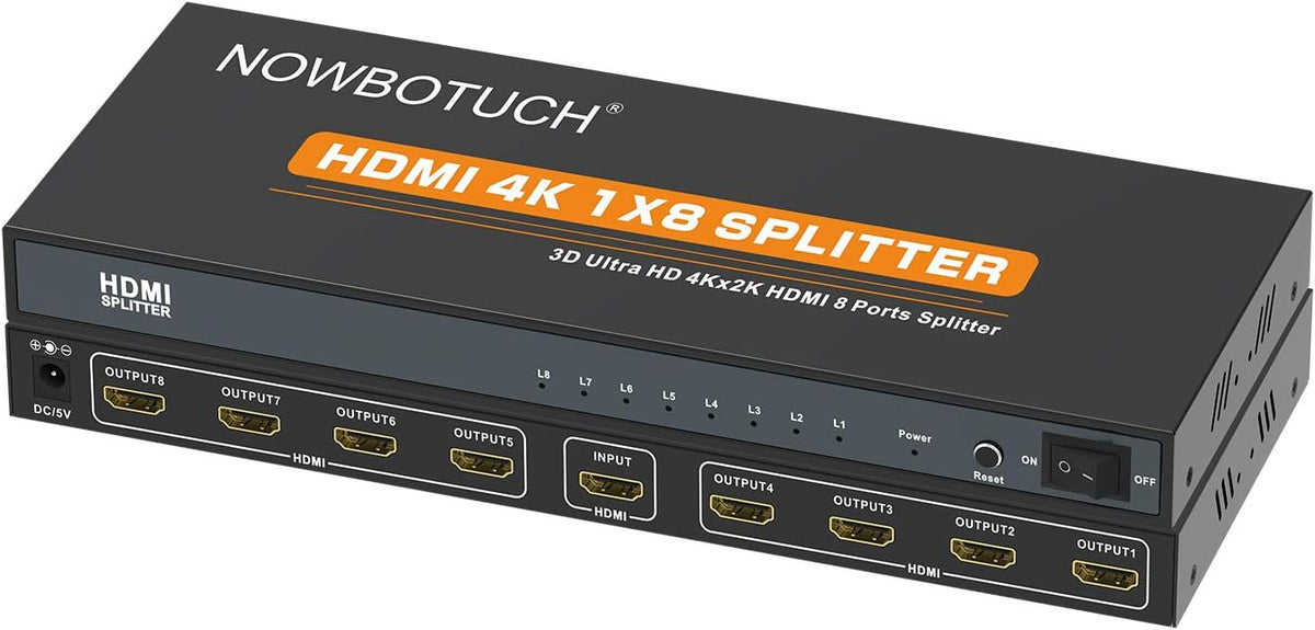 1x8 HDMI Splitter 8 Port 1 in 8 Out Powered Ver 1.4 Full HD 1080P 3D Support W8593