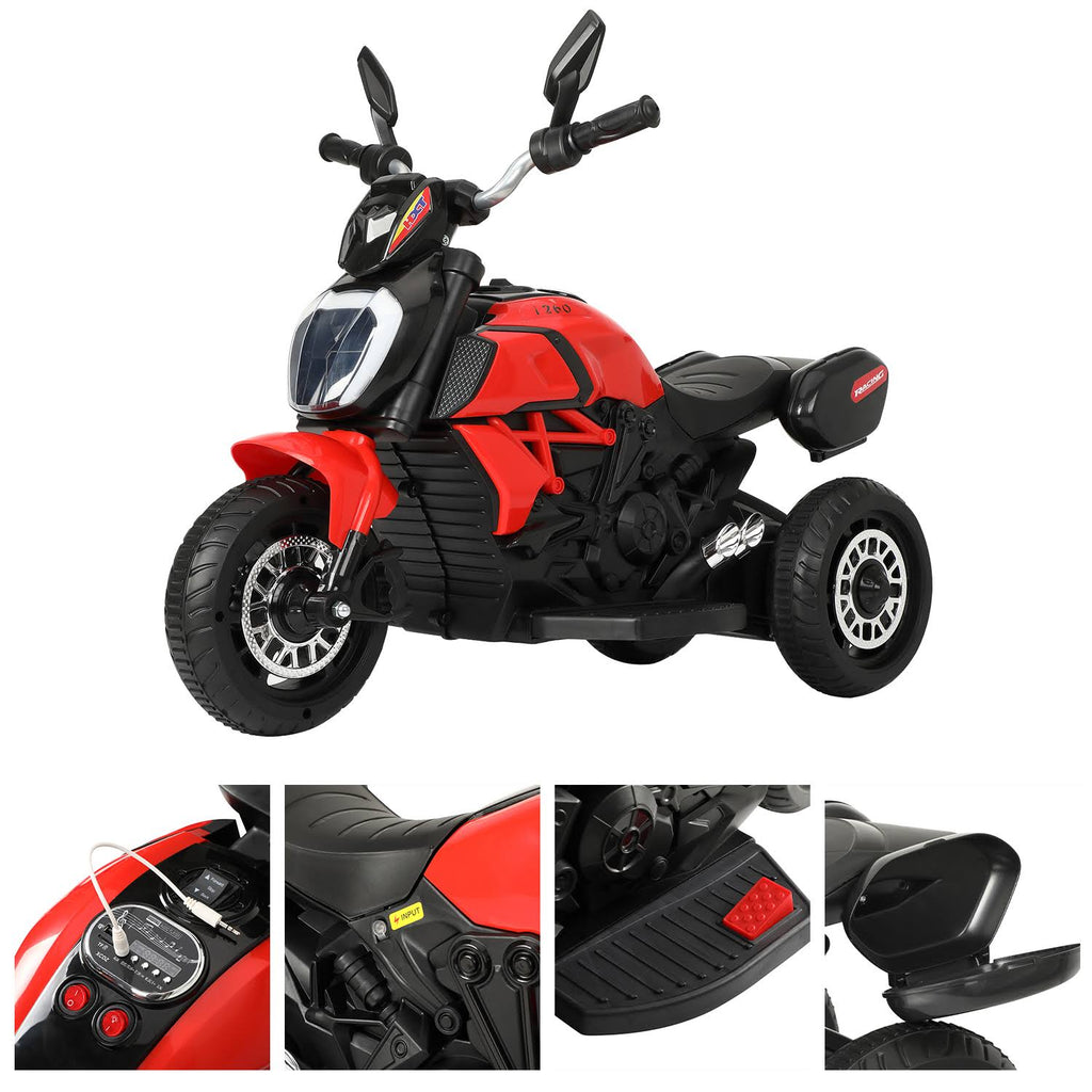 Red Three-Wheeled Kids Ride on Motorcycle V2773