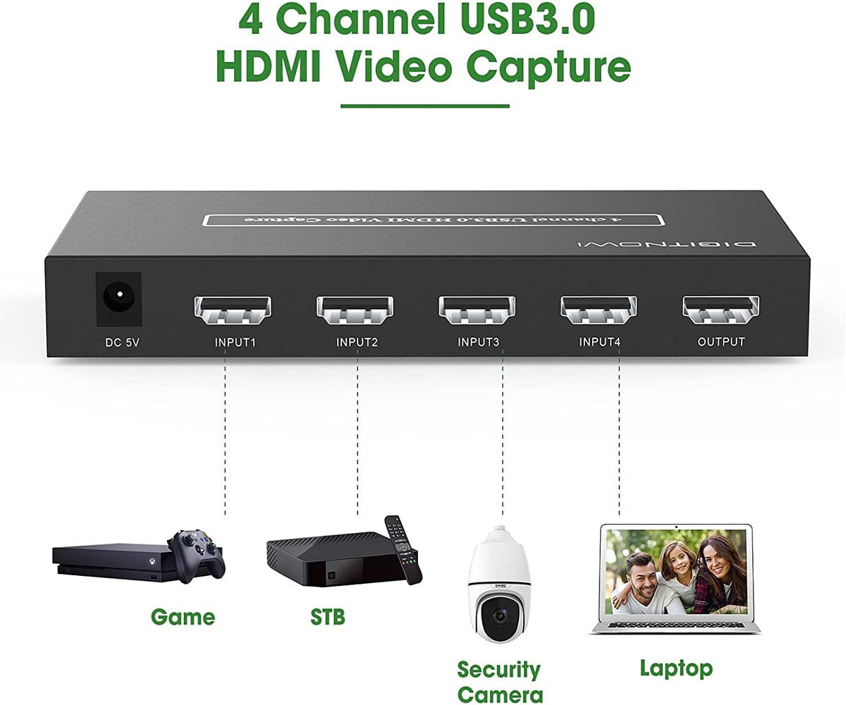 4 Channel USB3.0 HDMI Video Capture Card, 1080P 60fps Q62811