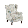 Blue Floral High Back Upholstered Accent Chair D107