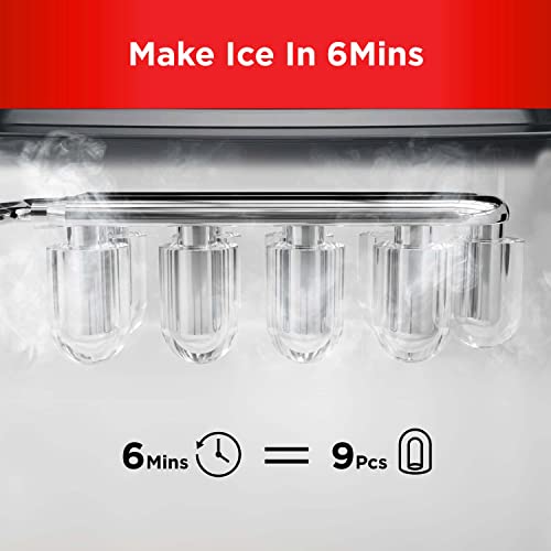 Black Portable Countertop Ice Maker, 26lbs in 24Hrs, 2 Sizes of Bullet Ice A36823