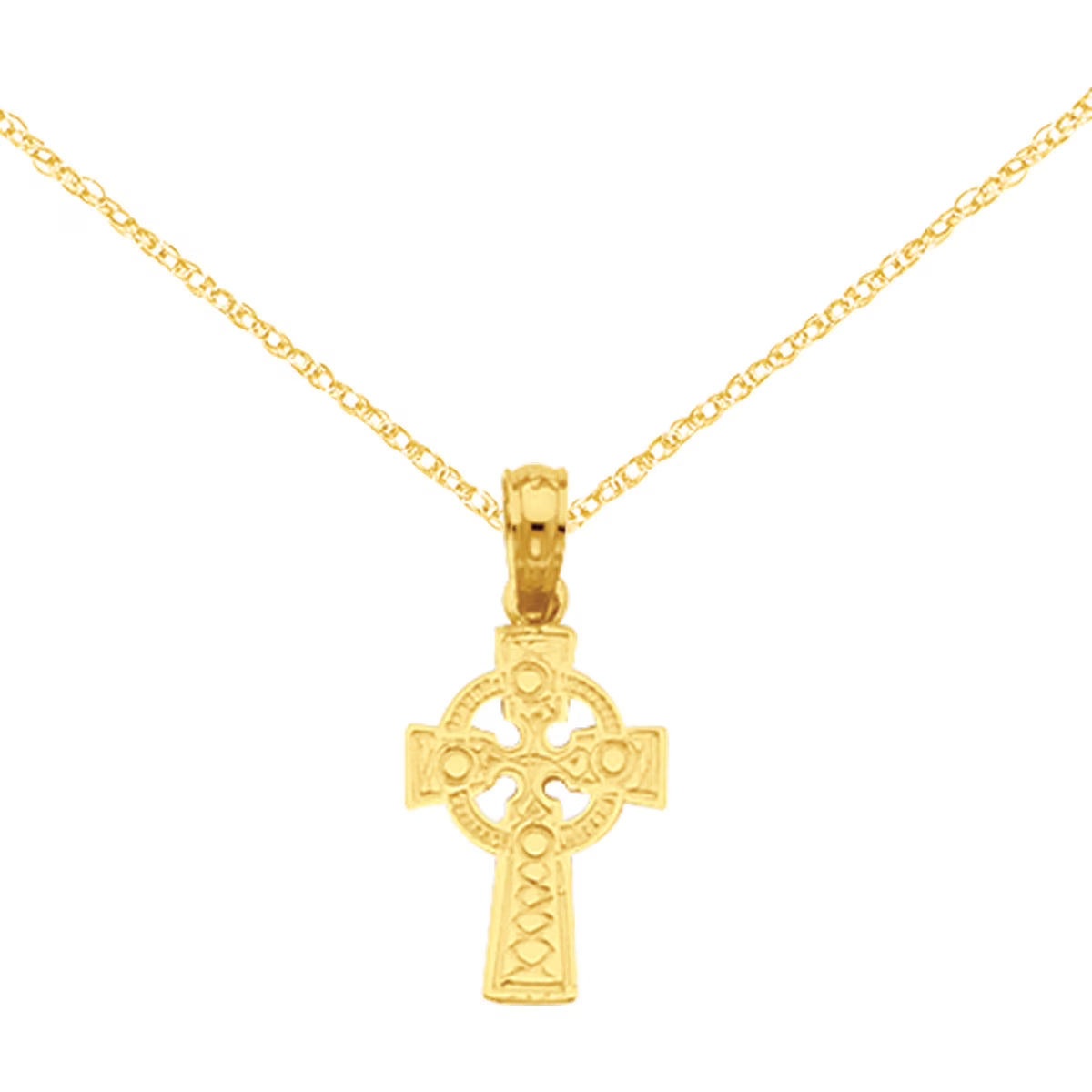 14 Karat Yellow Gold Celtic Cross Pendant with 18-inch Chain E79344