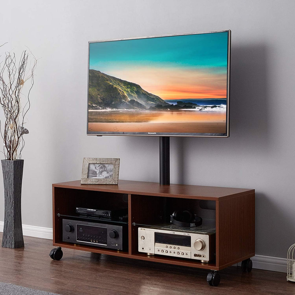 Rolling Wood TV Stand with Swivel Mount and Wheels L631152