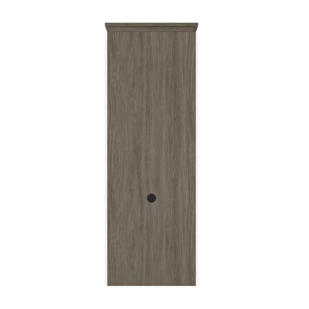 White & Walnut Grey Shelving Unit with Fold-Out Desk X6792