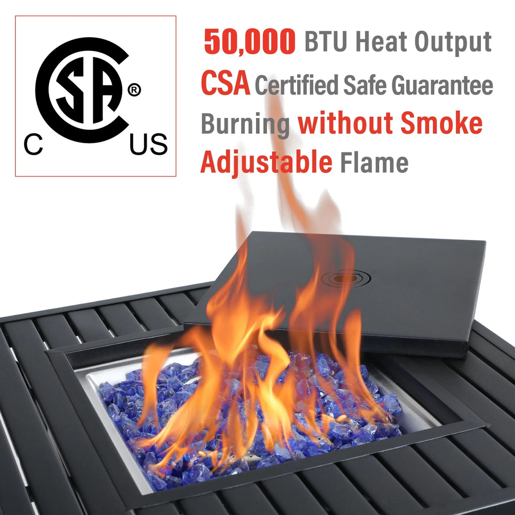 28'' Gas Fire Pit Table with Blue Fire Glass U8565