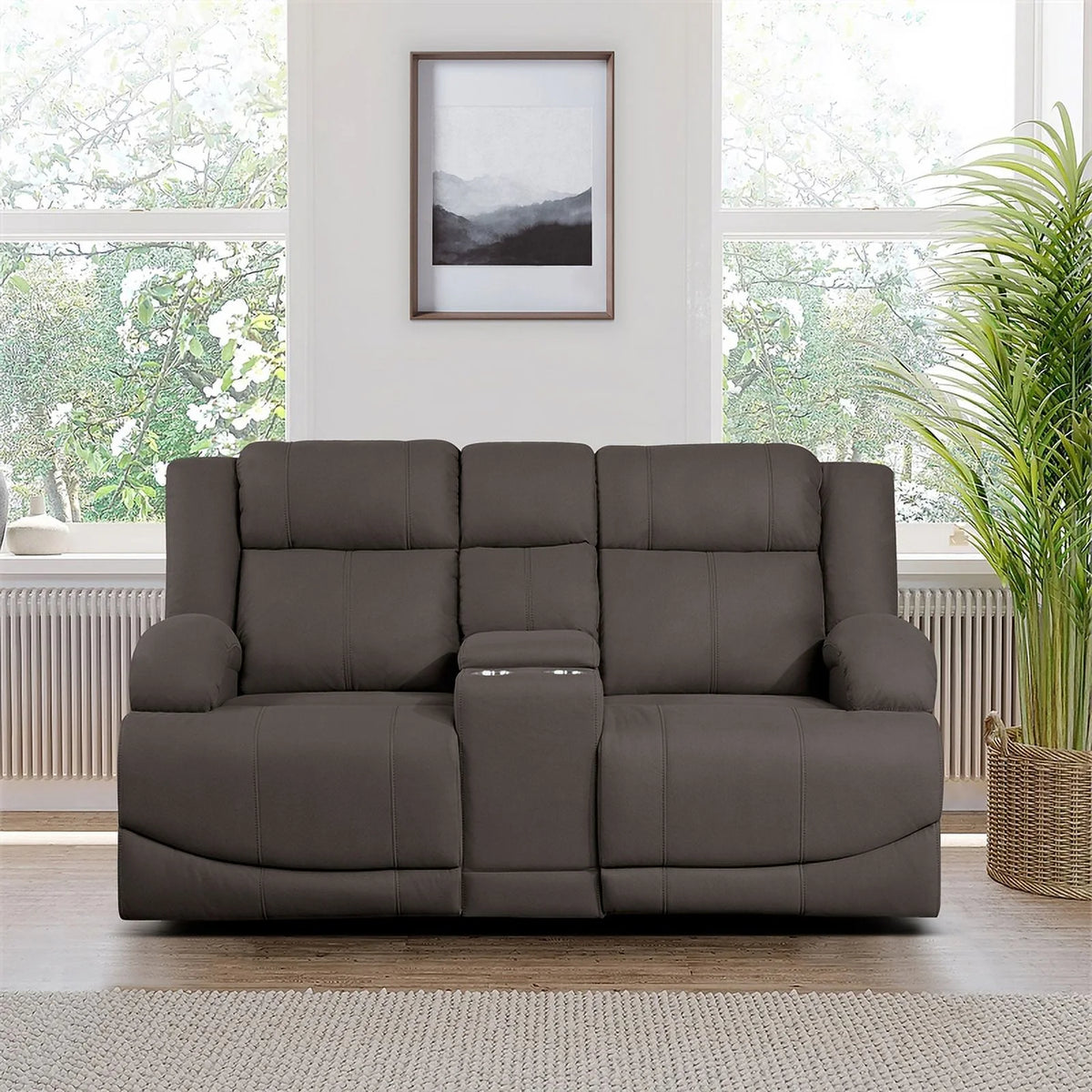 Chocolate Microfiber 2-Piece Manual Reclining Sofa Set N81365