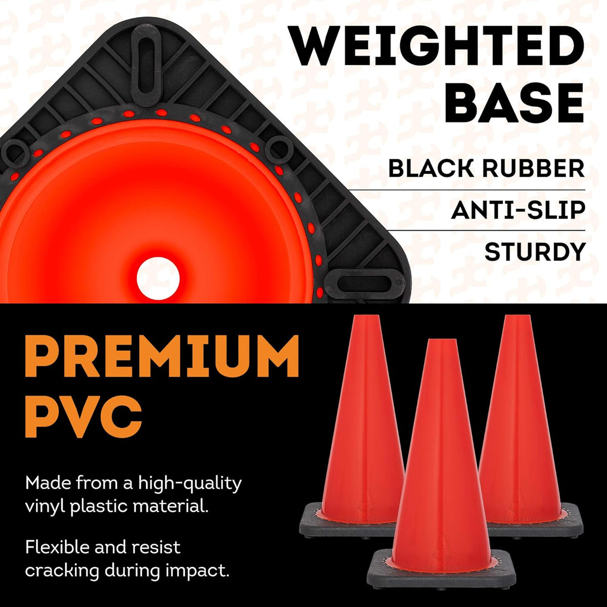 18 Inch Orange PVC Safety Cone Pack of 2 K3451