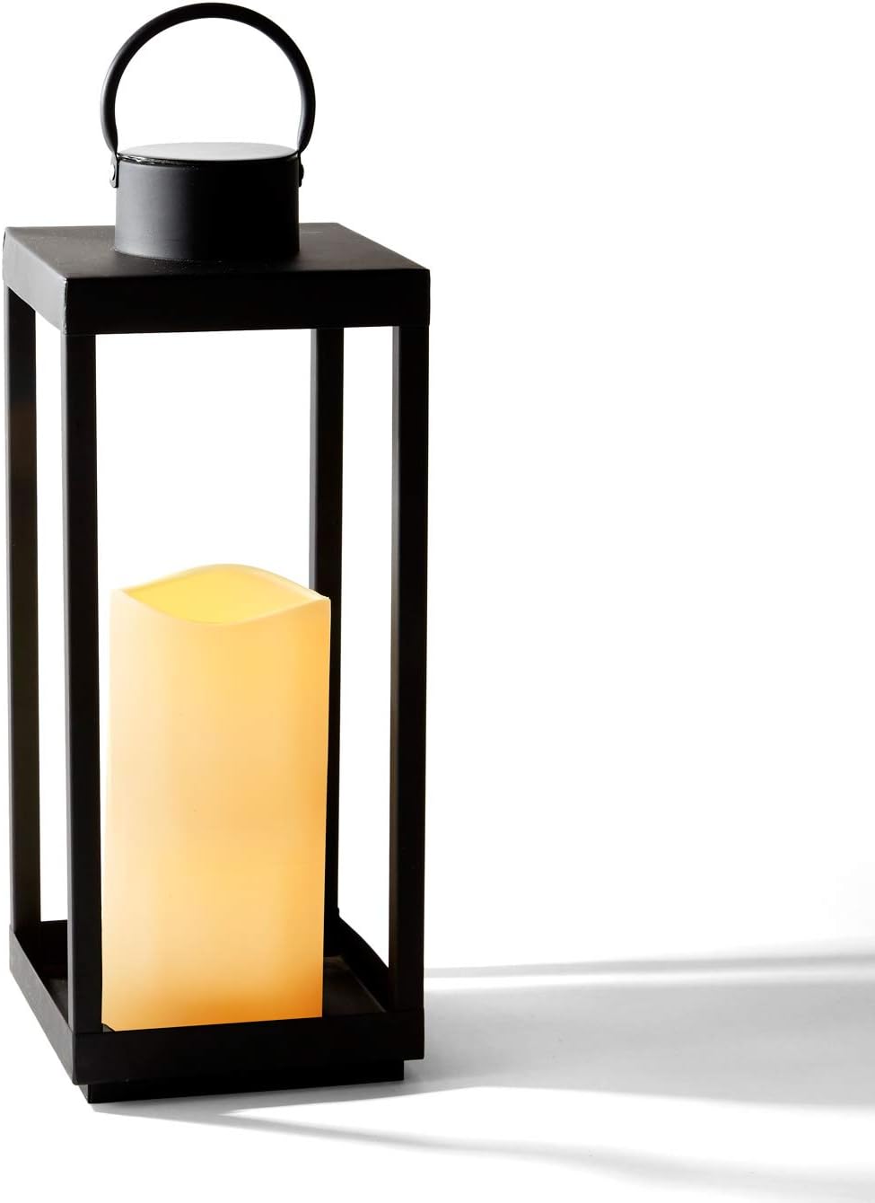 Matte Black Metal Candle Holder Lantern, 14 Inch Tall Z3763