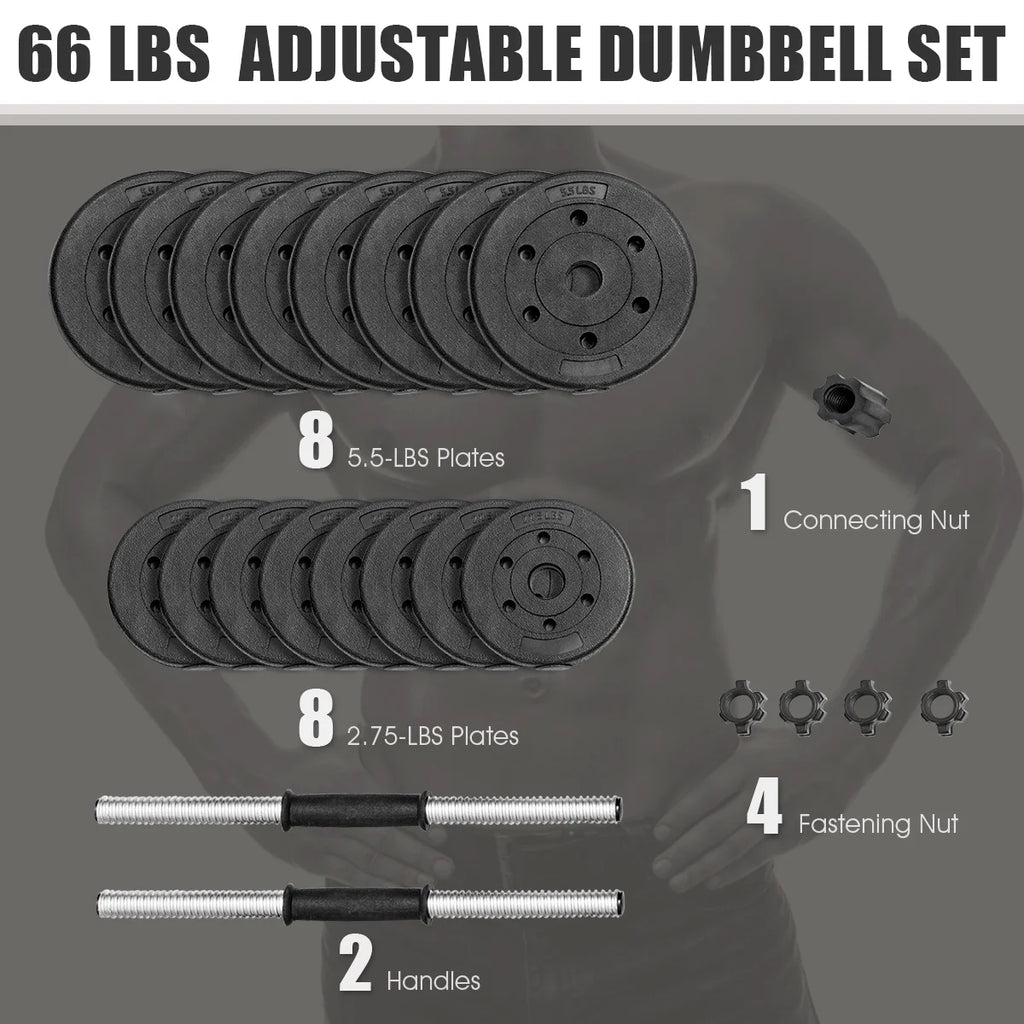 66 LB Dumbbell Weight Set with 16 Adjustable Plates V820079