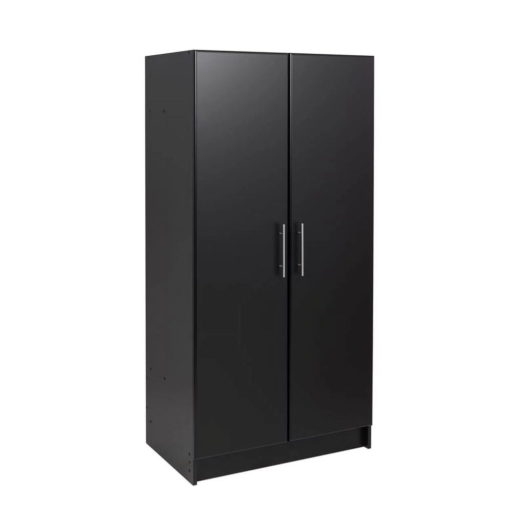 Black Storage Cabinet with Hanging Rail and Shelves W903