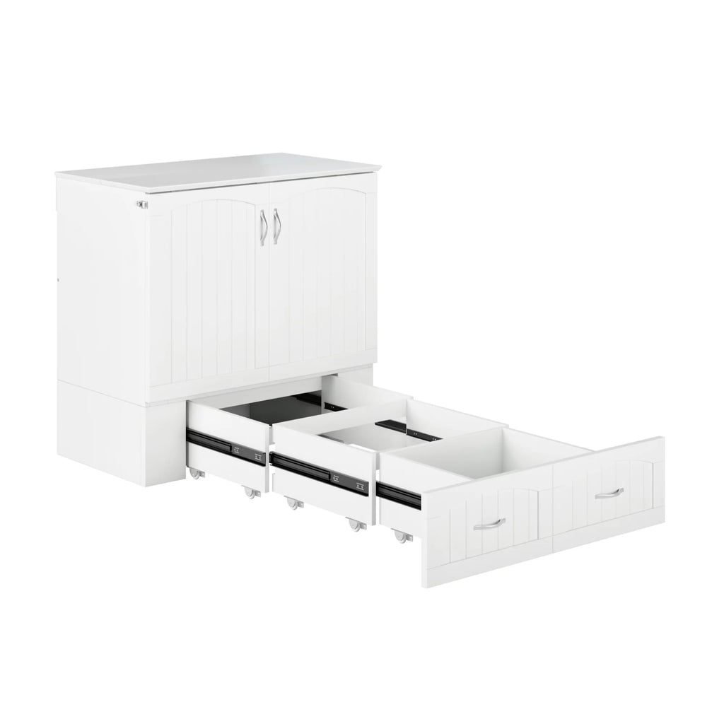 White Murphy Bed Chest with Charging Station F92832