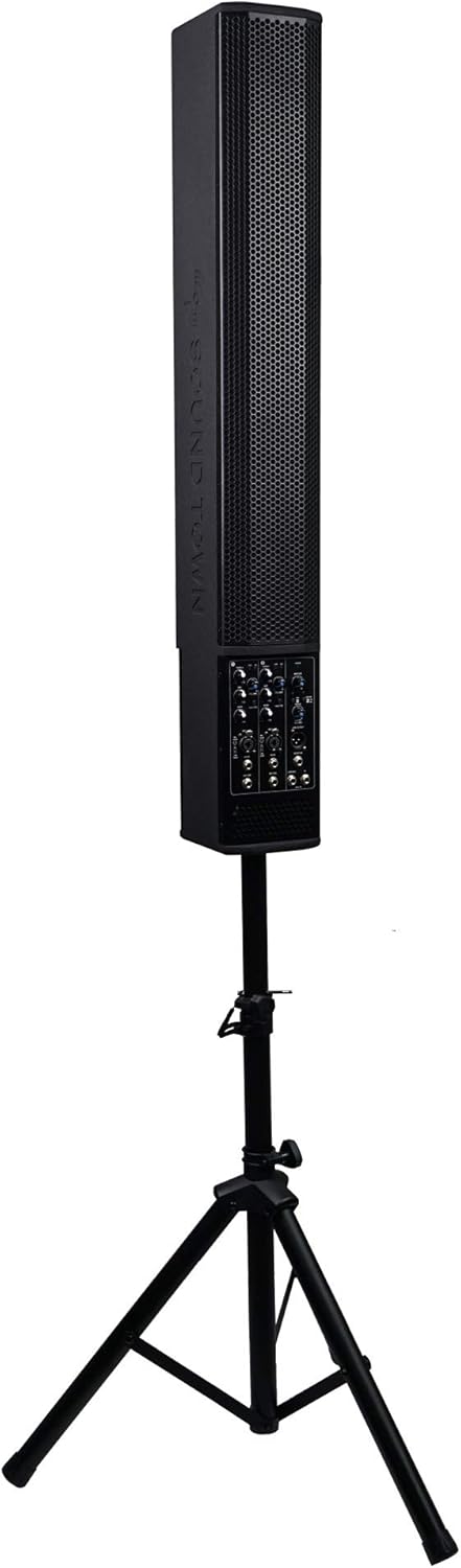 Pair of Powered Column Speakers with Speaker Stands Y848509