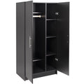 Black Storage Cabinet with Hanging Rail and Shelves W903