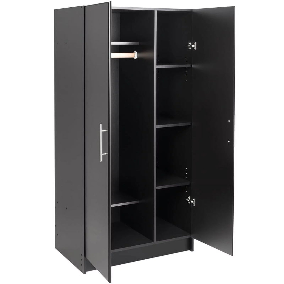 Black Storage Cabinet with Hanging Rail and Shelves W903