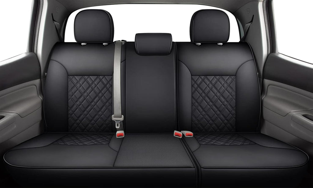 Black Water Proof Faux Leather Rear Seat Covers K40813