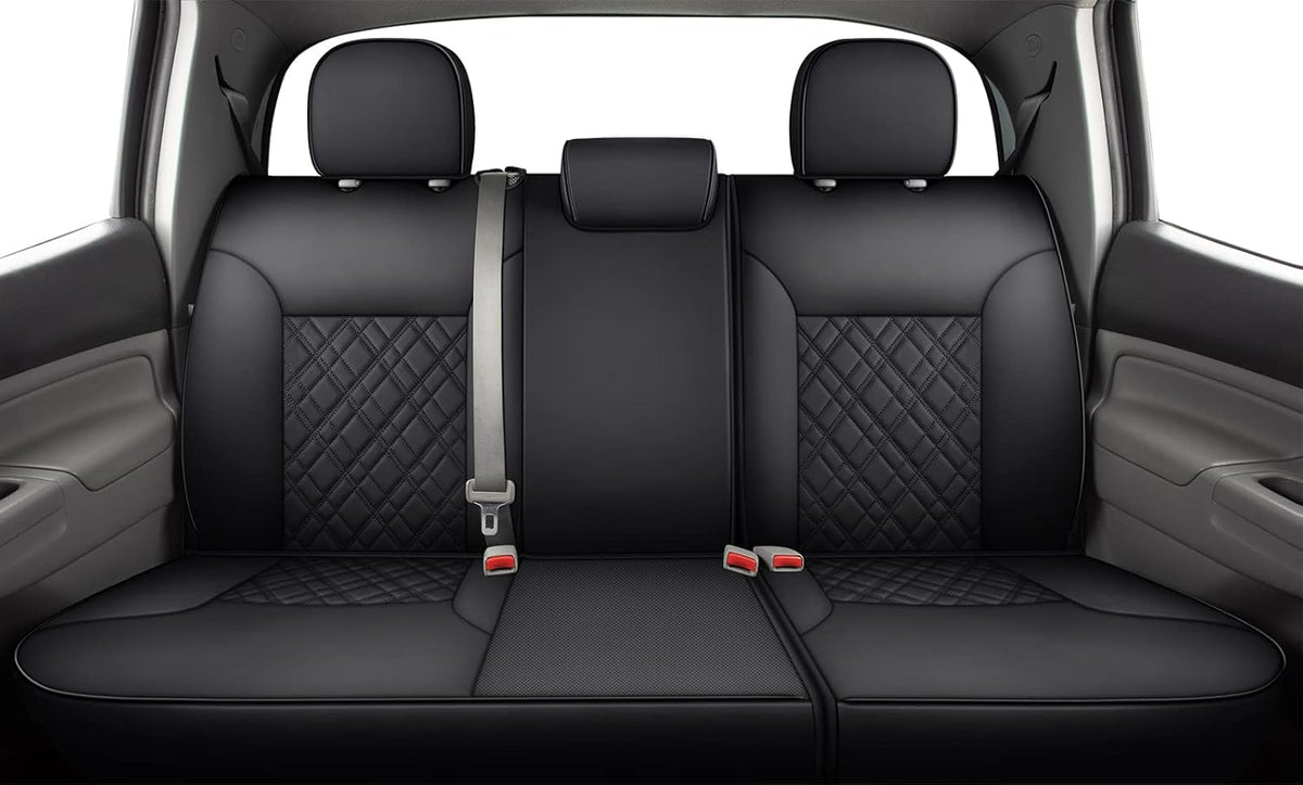 Black Water Proof Faux Leather Rear Seat Covers K40813