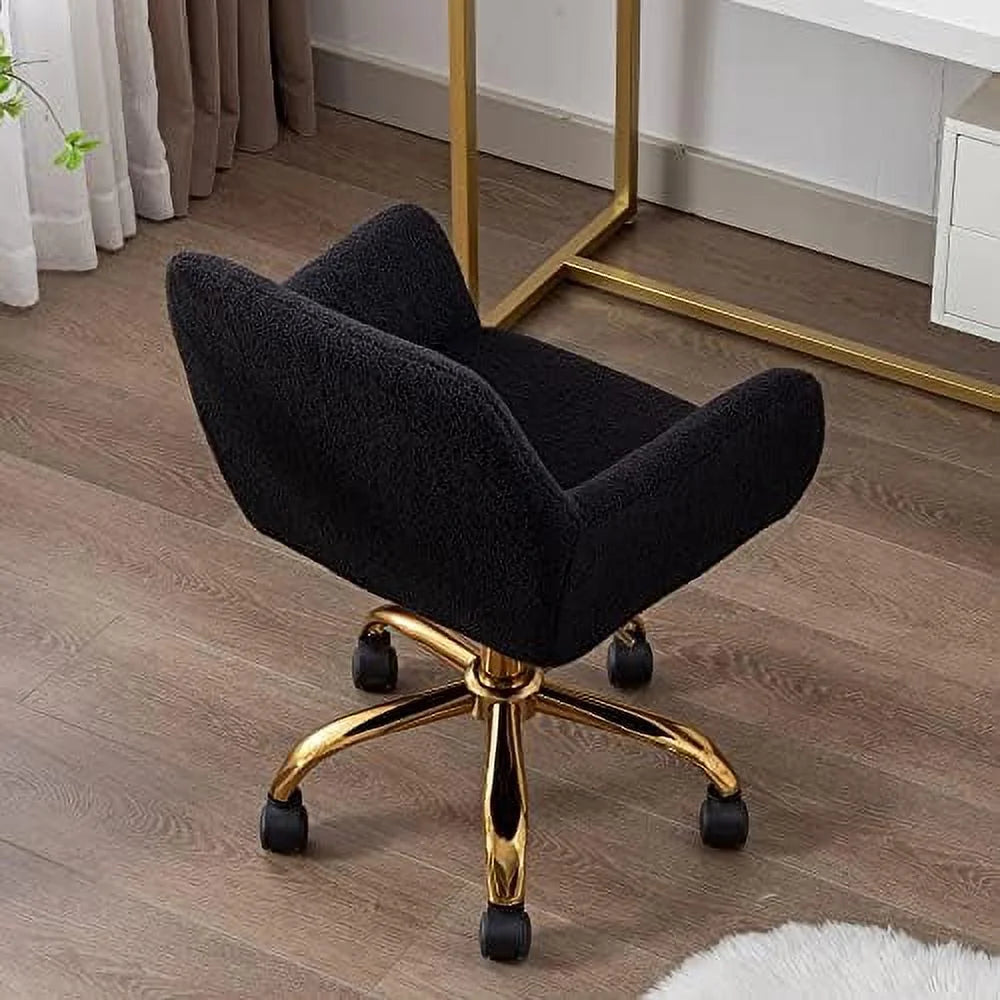 Faux Fluffy Swivel Upholstered Red Armchair with Wheels P338690