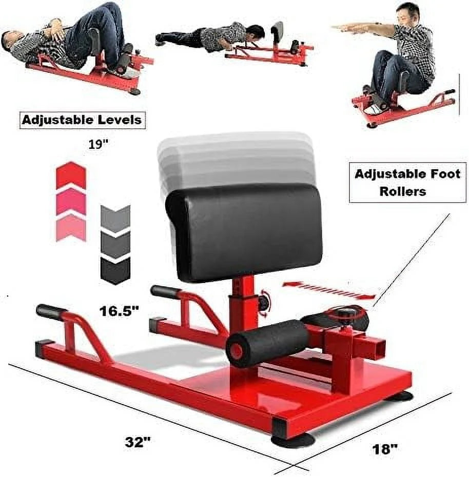 Red 8-in-1 Squat Bench Leg Exerciser J11130