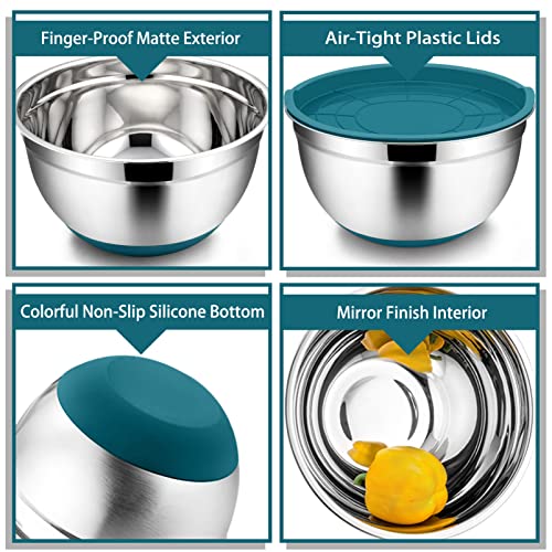 Set of 5 Stainless Steel Mixing Bowls with Lids (Black) J842
