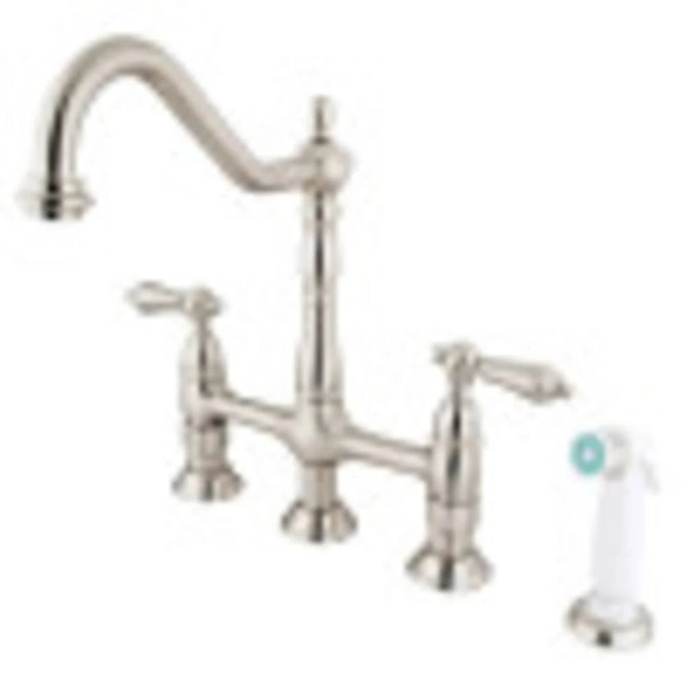 Satin Nickel Kitchen Faucet with Side Sprayer H352
