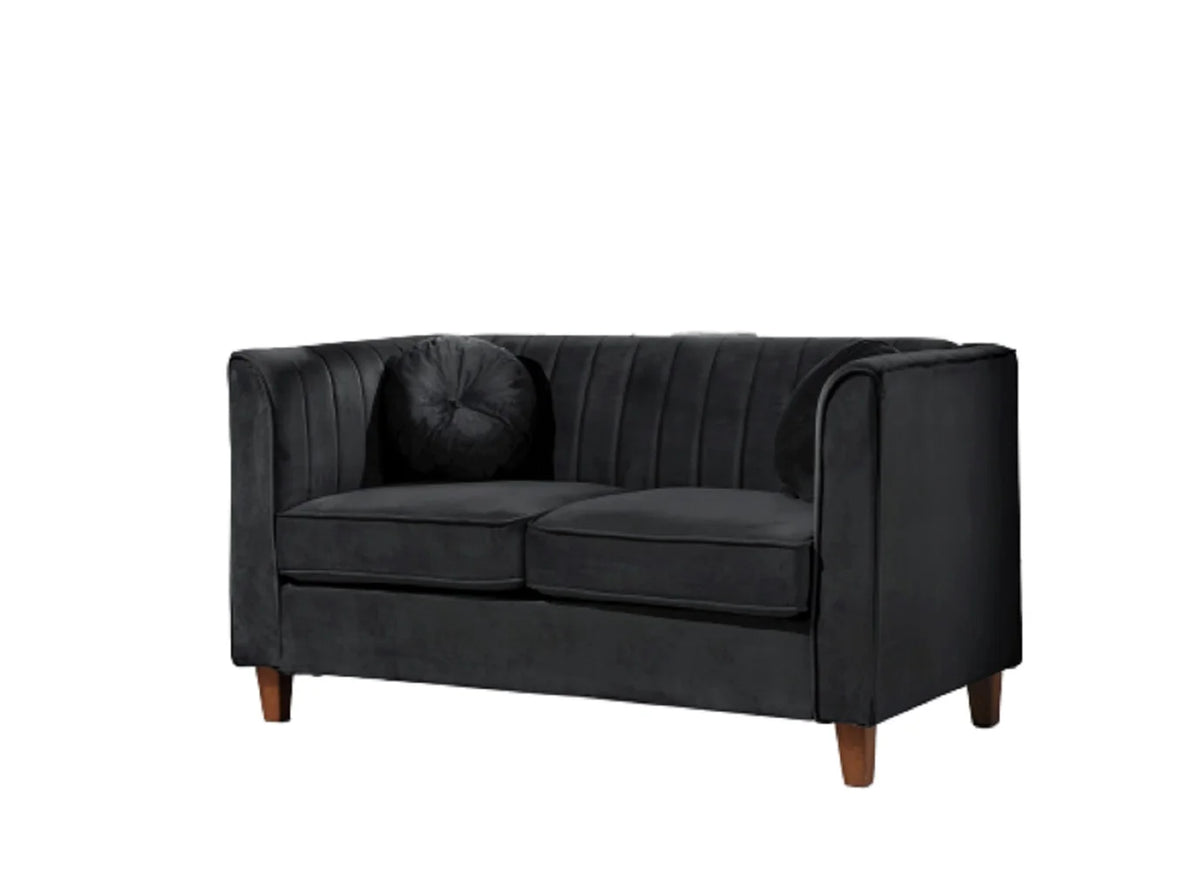 Velvet Loveseat - Black L4234