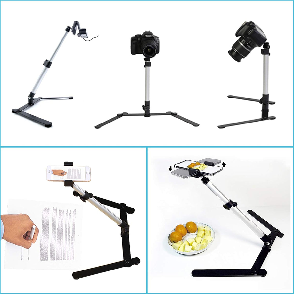 Pack of 2 Adjustable Overhead Phone Tripod Stand with Cellphone Holder I364740