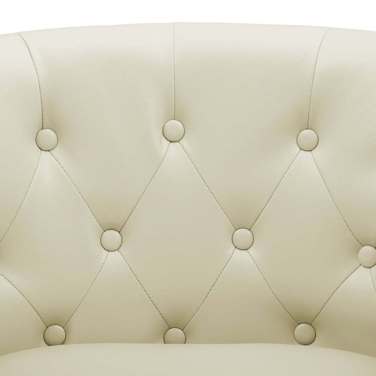 Cream Faux Leather Barrel Loveseat E640
