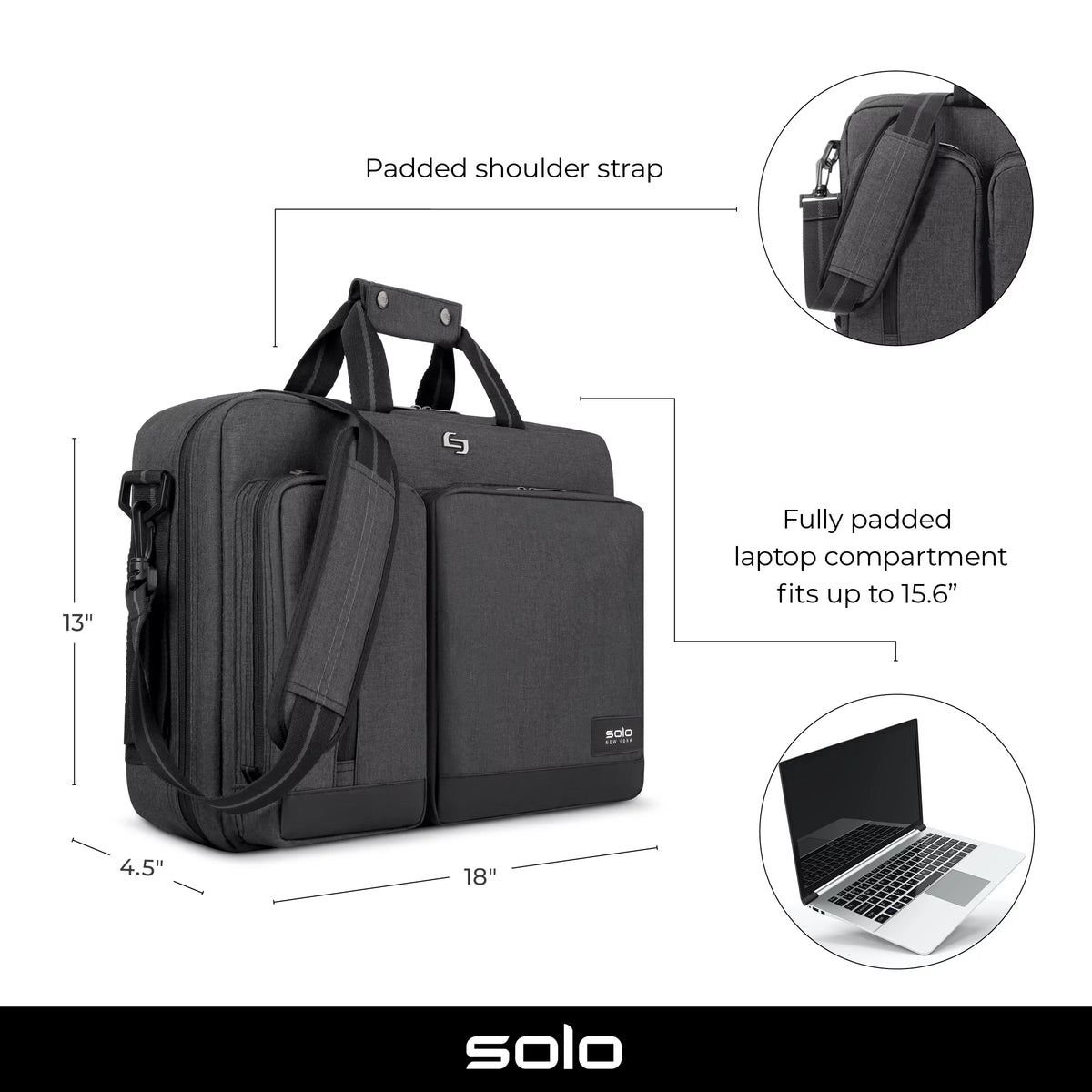 Gray Laptop Briefcase Backpack F723126