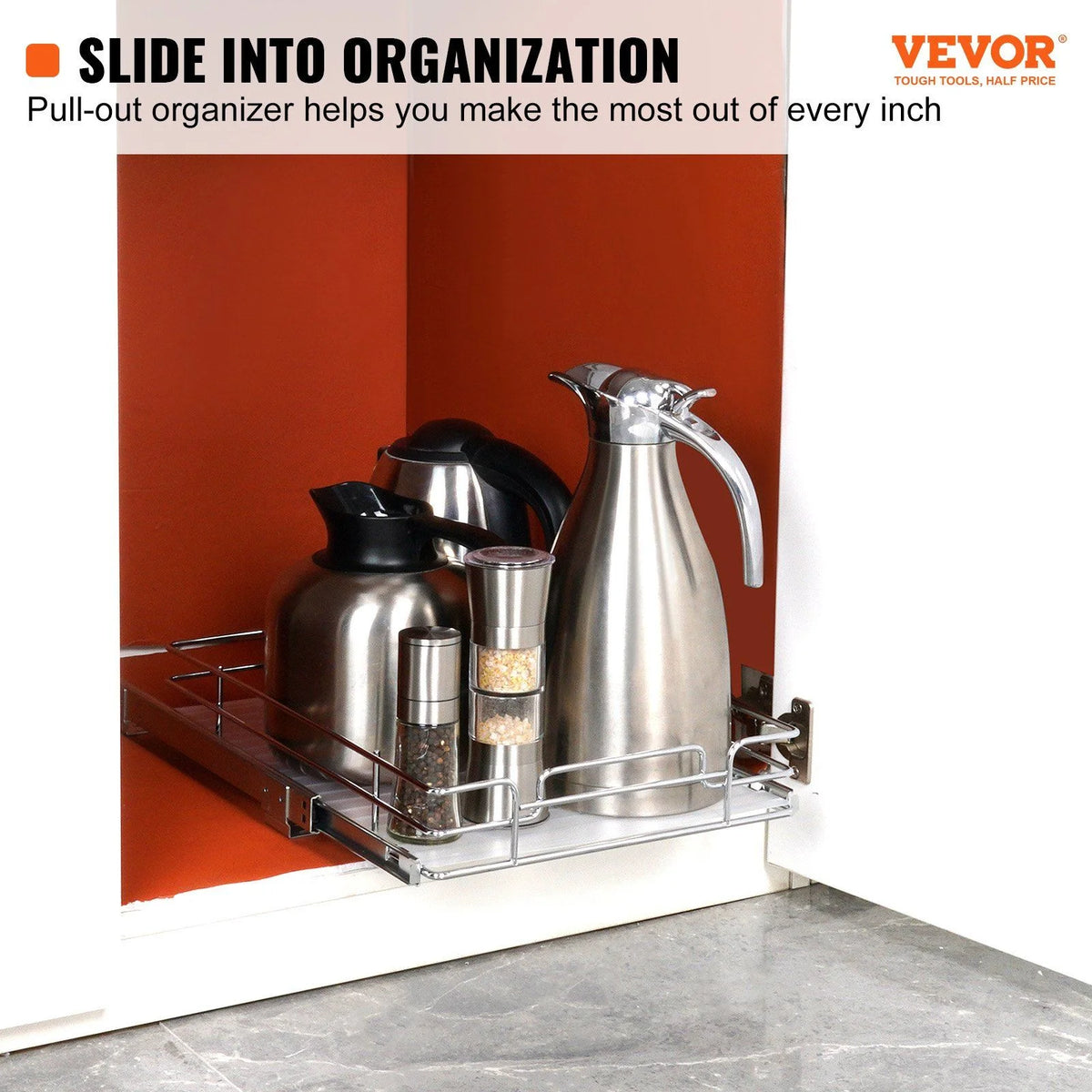 Chrome Plated Steel Pull Out Cabinet Organizer P3630