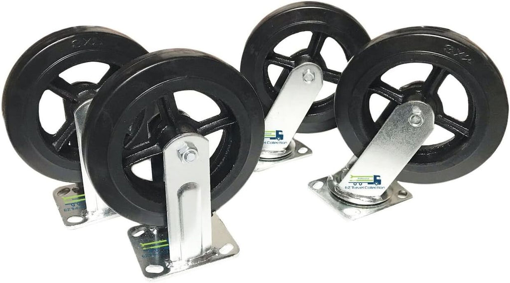 8 Large Rubber Wheel Casters 4-Pack O671