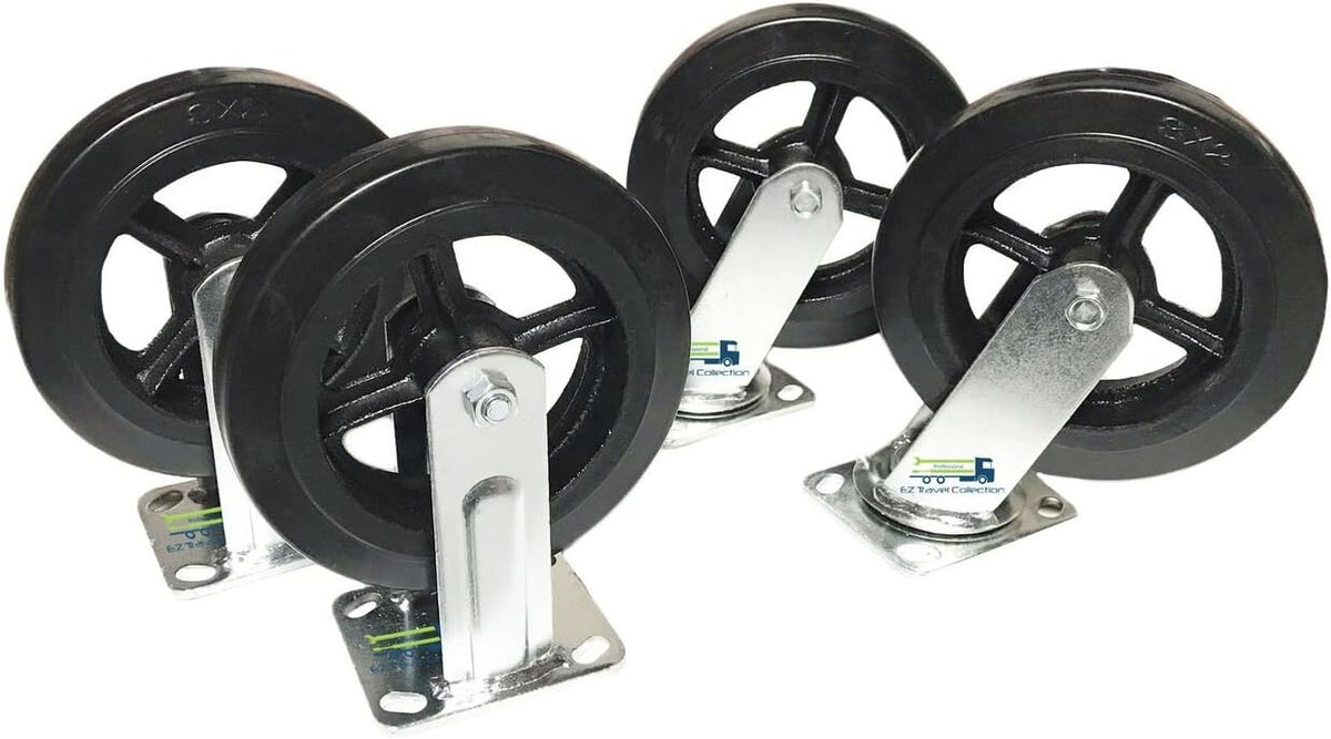 8 Large Rubber Wheel Casters 4-Pack O671
