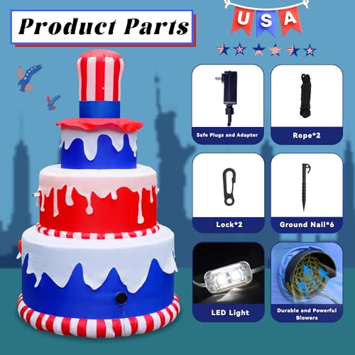6 FT Inflatables Cake with LEDs Patriotic Decor L4383