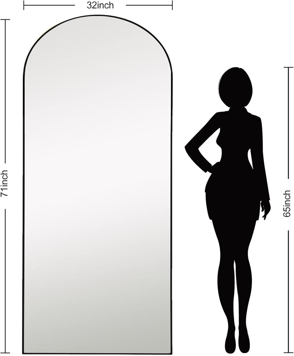 71''x31'' Black Arched Floor Mirror P434603