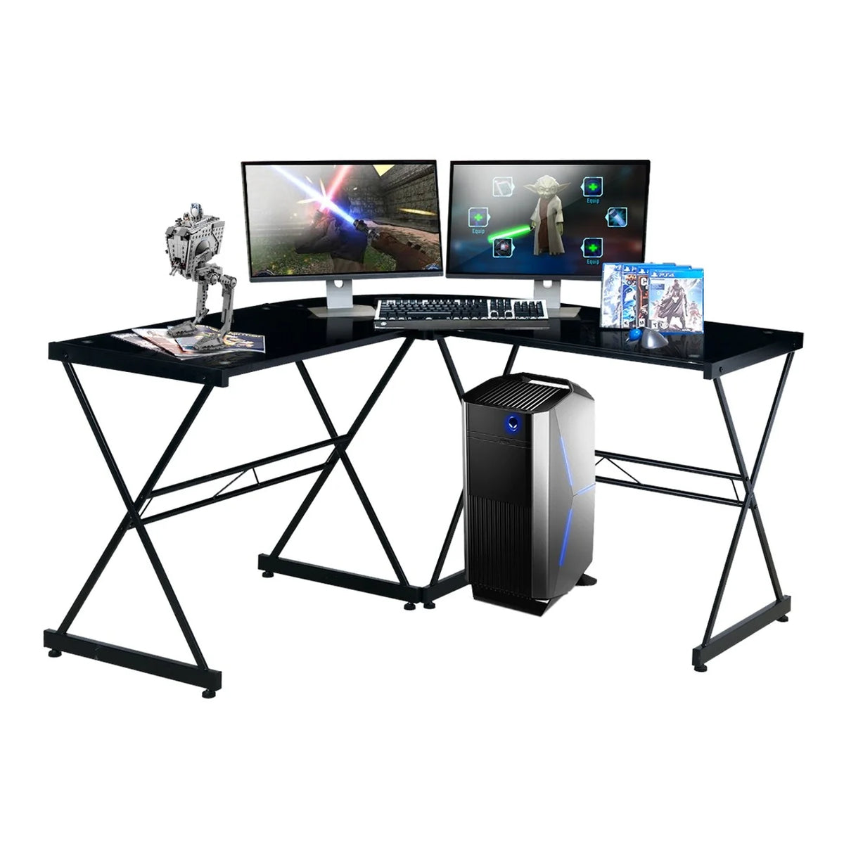 L-Shaped Glass Computer Desk N4497