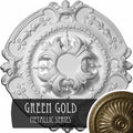 16 3/8 inch x 1 3/4 inch Hand-Painted Green Gold Ceiling Medallion U570