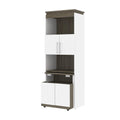 White & Walnut Grey Shelving Unit with Fold-Out Desk X6792