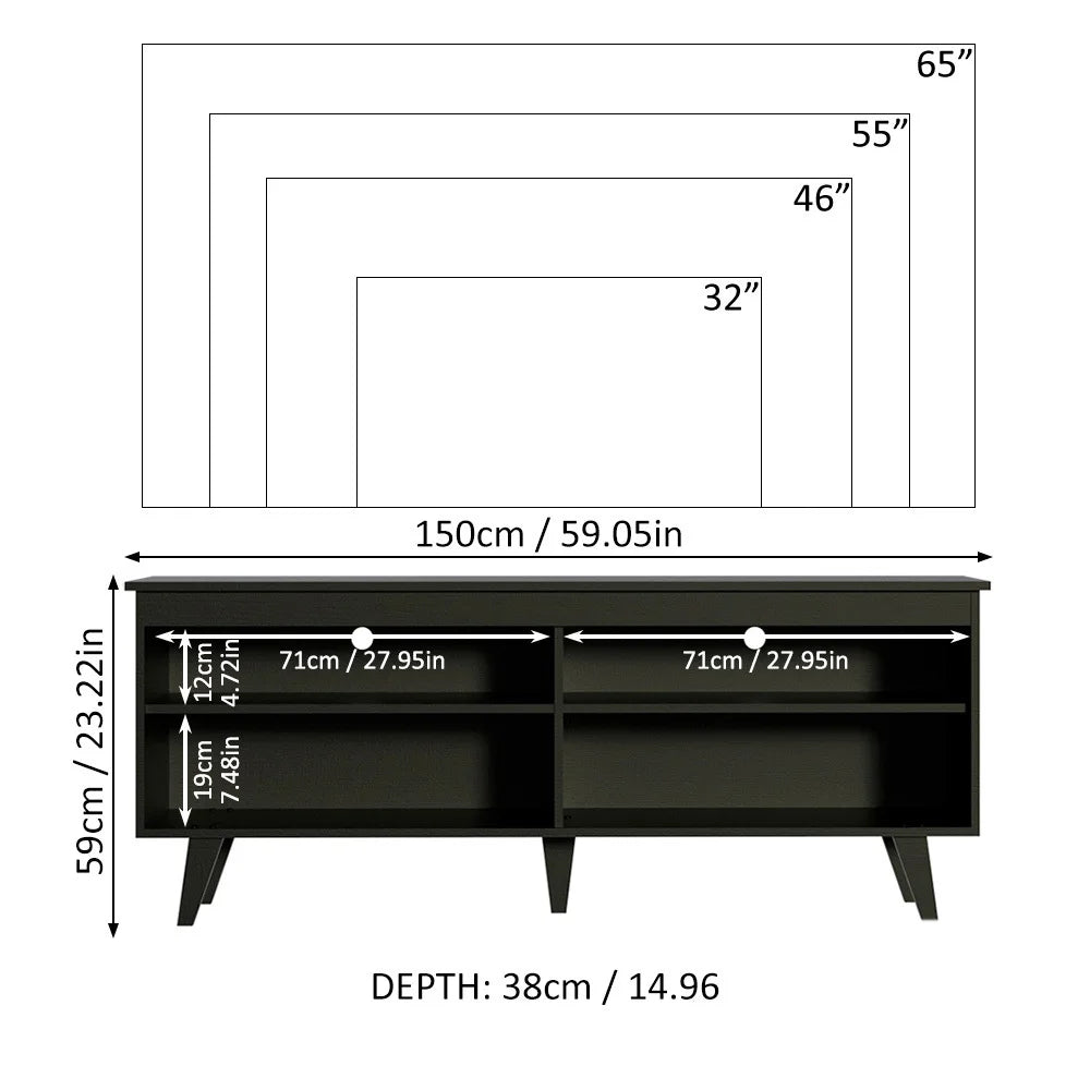 White TV Stand with Storage Shelves L794