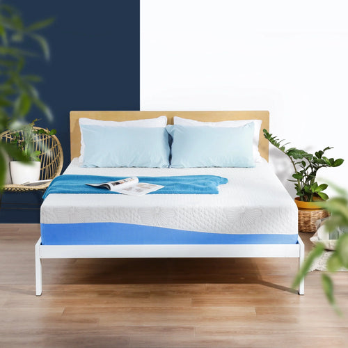 10'' Gel Memory Foam Mattress Twin Size Dark Grey White Z721