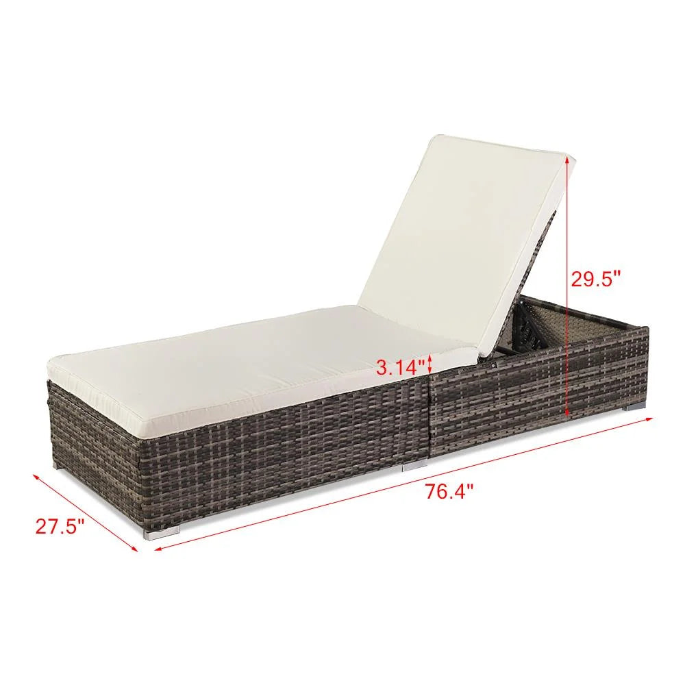 Outdoor Wicker Chaise Lounge With Cushion R689187