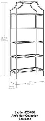 5 Shelf Metal Framed Glass Bookcase in Flat White Q467