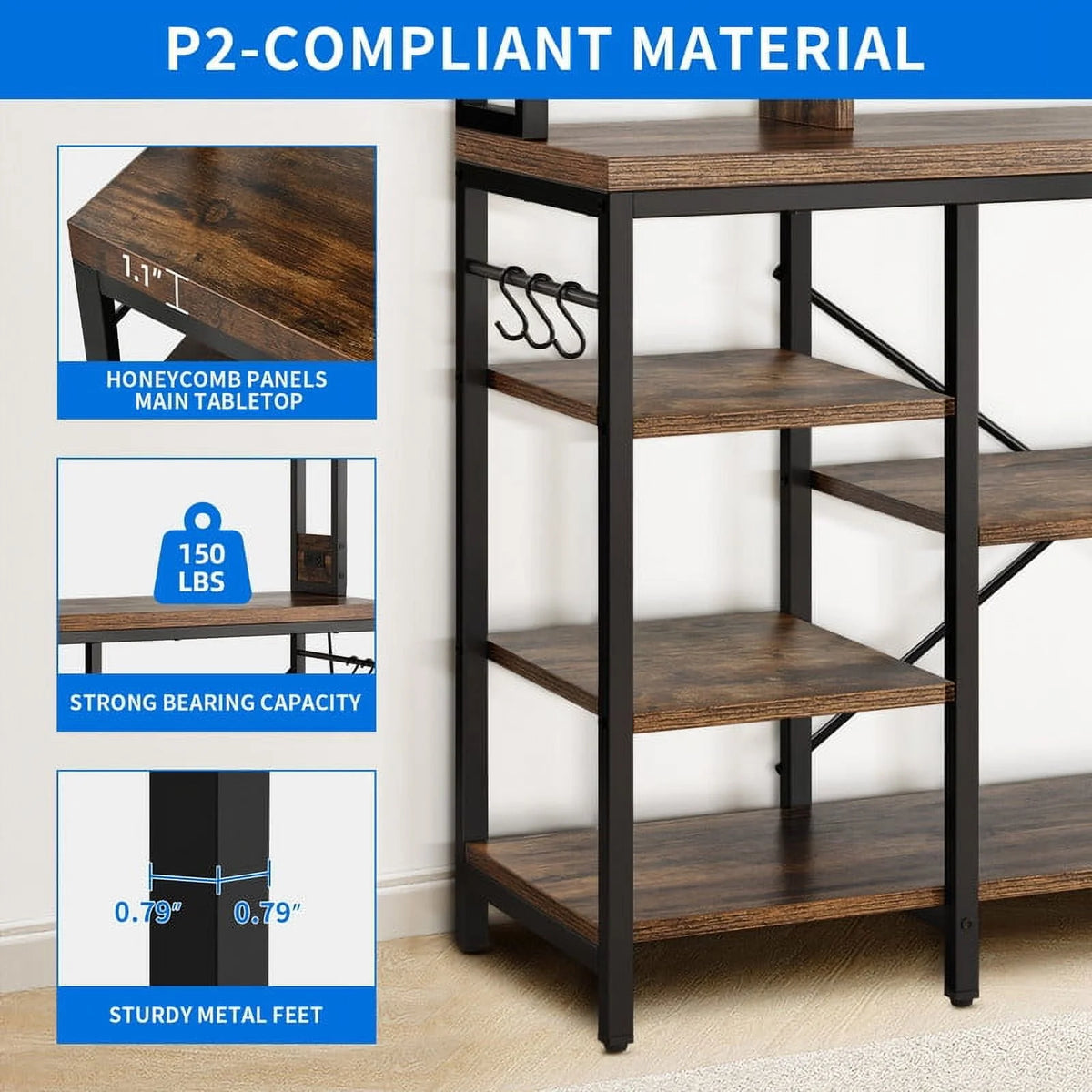 8 Tier Kitchen Bakers Rack with Power Outlets G630999