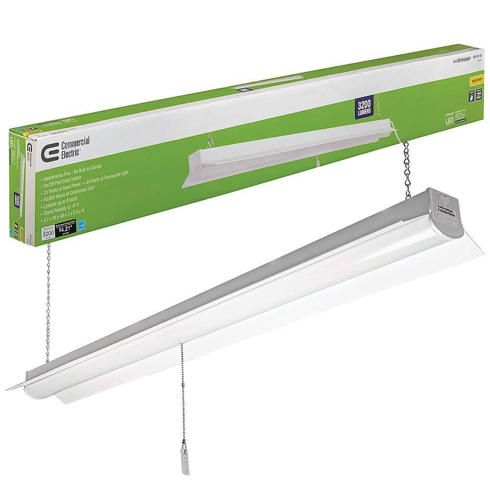 4 ft White LED Shop Light Fixture 4 Pack P404550