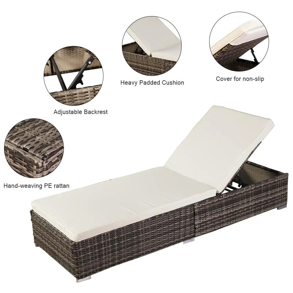 Outdoor Wicker Chaise Lounge With Cushion R689187