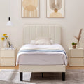 Twin Size Upholstered Platform Bed Frame with Adjustable Headboard C57599