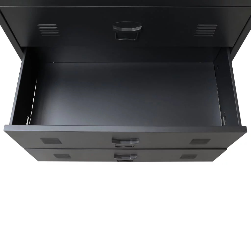 Black 4 Drawer Metal Dresser H977