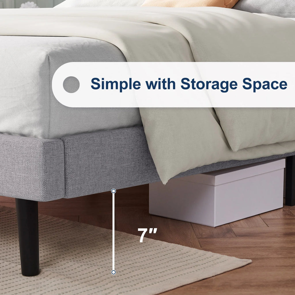 Queen Upholstered Platform Bed Frame Light Gray I60963