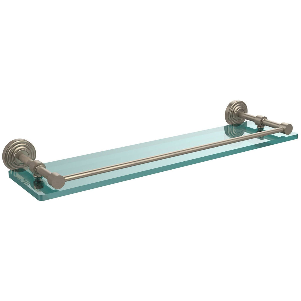 22-inch Tempered Glass Shelf with Gallery Rail Antique Pewter X850401