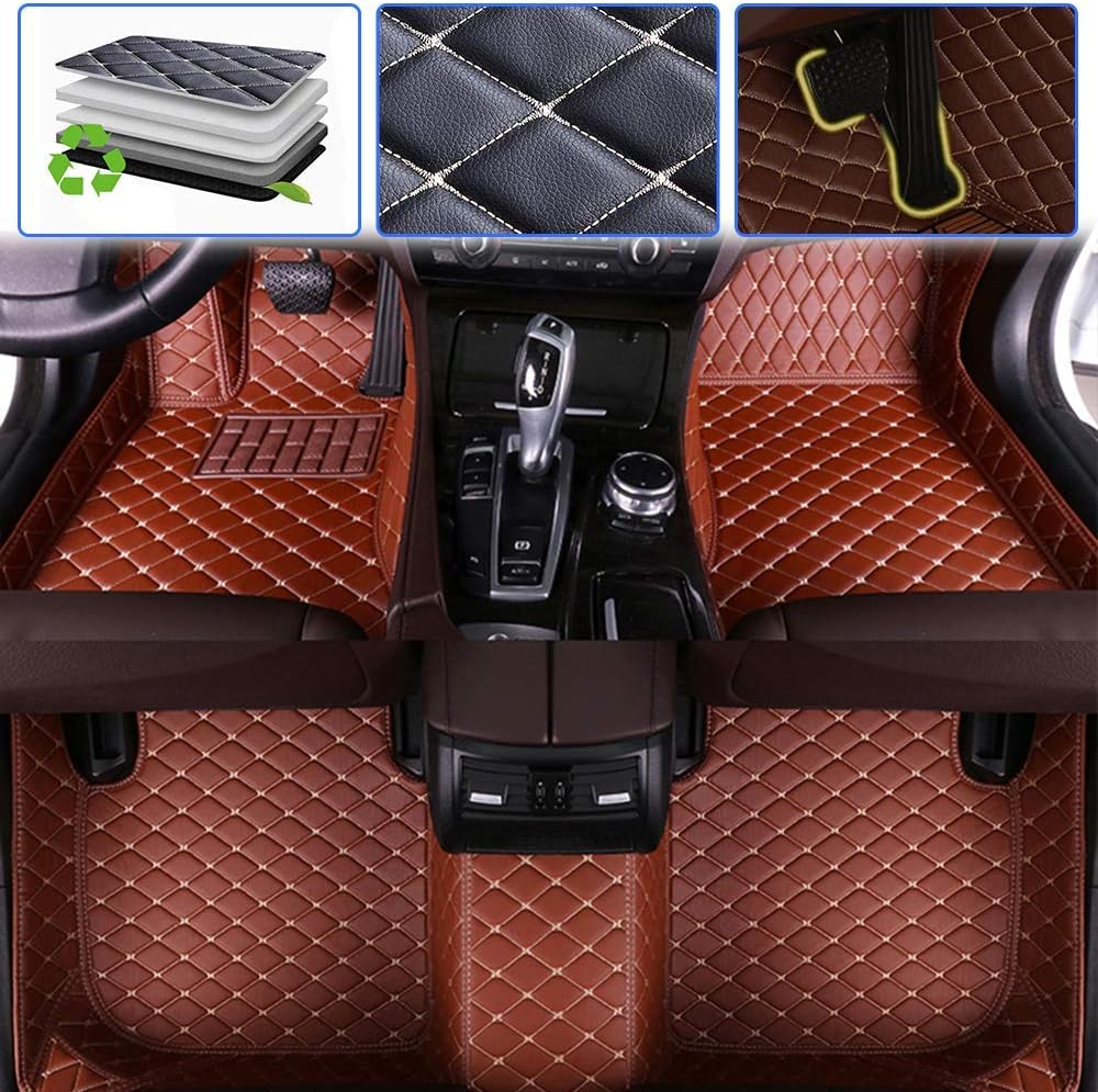 Red Waterproof Full Coverage Car Floor Mats S80074