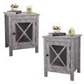 Gray Night Stand with Storage and Door L1151
